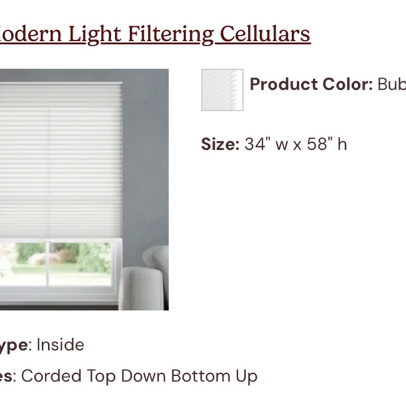 Luxe Modern Light Filtering Cellulars 34x58 - Picture 4 of 4